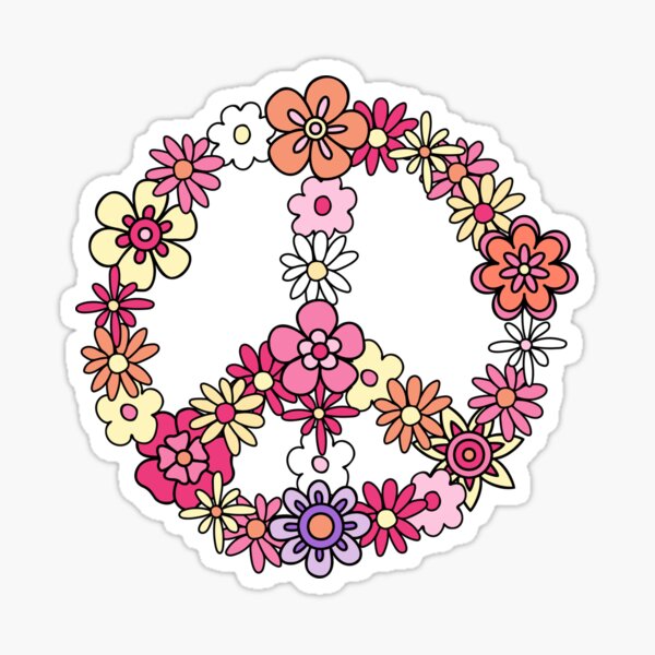 Sticker ordinateur portable - 13,3 pouces - Design - Fleurs - Hippie -  Rétro