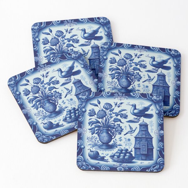 Item preview, Delft blue tile design designed and sold by FlatLandPrints.