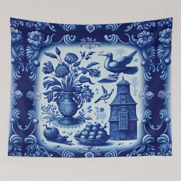Item preview, Delft blue tile design designed and sold by FlatLandPrints.