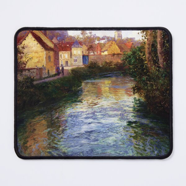 Item preview, River at the Picquigny Village, France Painting 80s Wall Art Decor Painting designed and sold by AC-BCPrint.