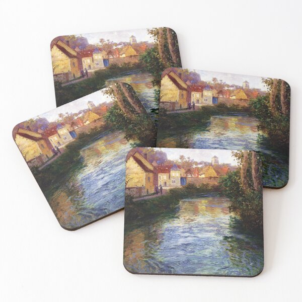 Item preview, River at the Picquigny Village, France Painting 80s Wall Art Decor Painting designed and sold by AC-BCPrint.
