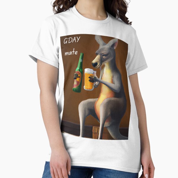 Item preview, Kangaroo Drinking Beer G'Day Mate designed and sold by Graphicelite1.