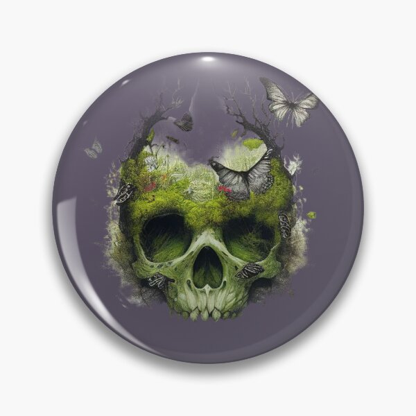 Item preview, Skull with Butterflies and Flowers Green designed and sold by CoyoteStudio.