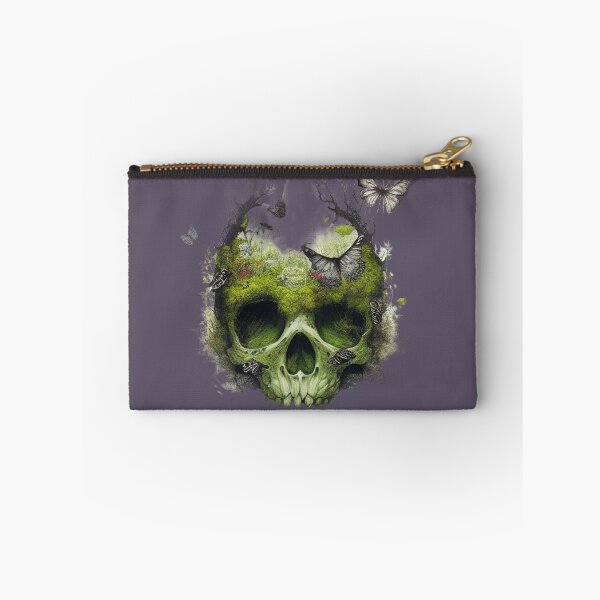Item preview, Skull with Butterflies and Flowers Green designed and sold by CoyoteStudio.