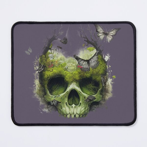 Item preview, Skull with Butterflies and Flowers Green designed and sold by CoyoteStudio.