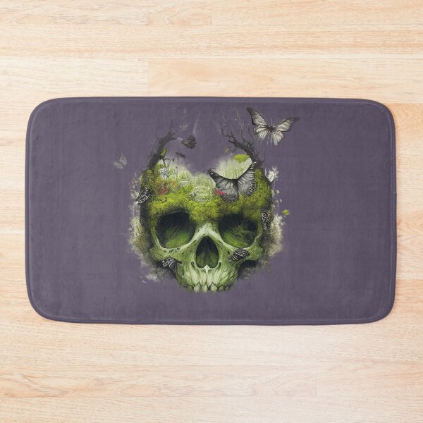Item preview, Skull with Butterflies and Flowers Green designed and sold by CoyoteStudio.