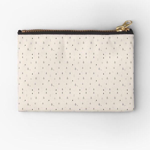 Cream Tree Pattern Zipper Pouch