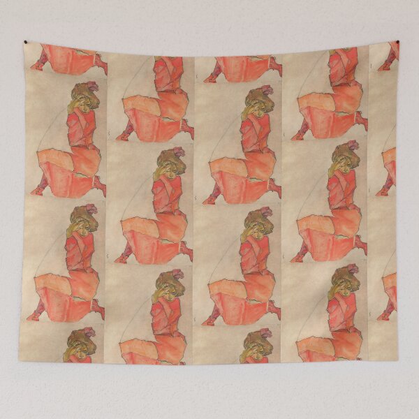 Item preview, Egon Schiele Kneeling Female in Orange-Red Dress designed and sold by TeeARTHY.
