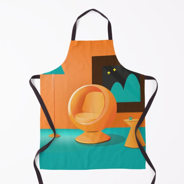 Item preview, Round arm chair, standing lighting, living room | Orange and Turquoise designed and sold by Moyanana.