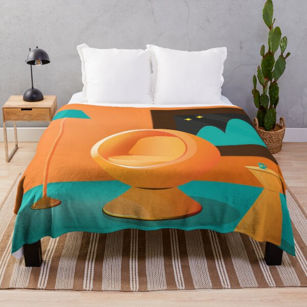Item preview, Round arm chair, standing lighting, living room | Orange and Turquoise designed and sold by Moyanana.