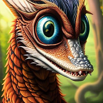 Artwork thumbnail, Copper Scaled Jungle Dragon with Goofy Grin and Big Eyes by dragynrain
