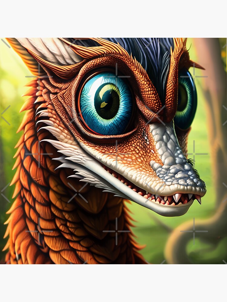 Thumbnail 3 of 3, Sticker, Copper Scaled Jungle Dragon with Goofy Grin and Big Eyes designed and sold by dragynrain.