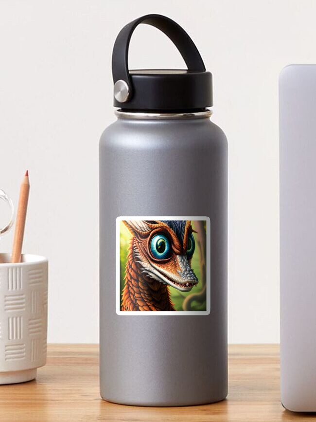 Thumbnail 1 of 3, Sticker, Copper Scaled Jungle Dragon with Goofy Grin and Big Eyes designed and sold by dragynrain.