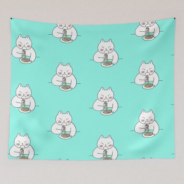 Item preview, cat eating spaghetti designed and sold by Zaibo.