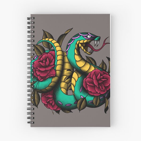 Item preview, Serpiente neotradicional con rosas designed and sold by degeneroot.