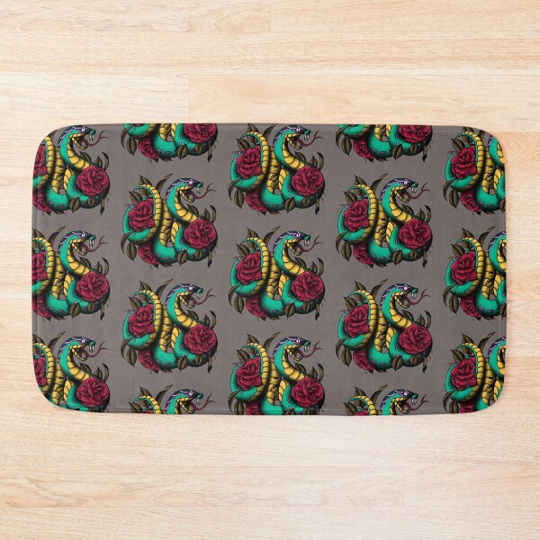 Item preview, Neotraditional snake with roses designed and sold by degeneroot.