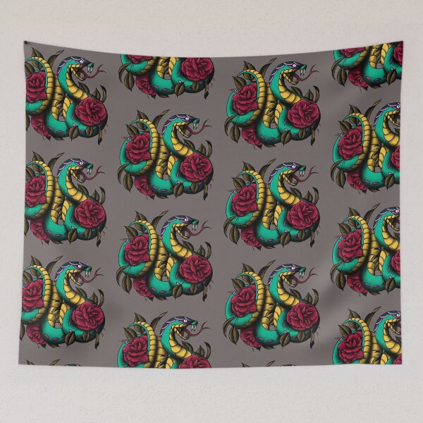 Item preview, Neotraditional snake with roses designed and sold by degeneroot.