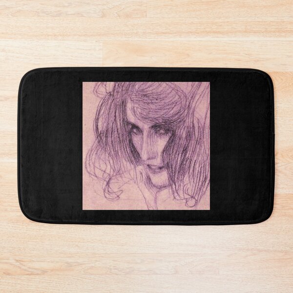 Item preview, Blush Pink w/ Black Trim Edit by Veda of Gustav Klimt Sketch Lasciviousness Beethoven Frieze Drawing Woman's Face Femme Fatale designed and sold by kattakitty.