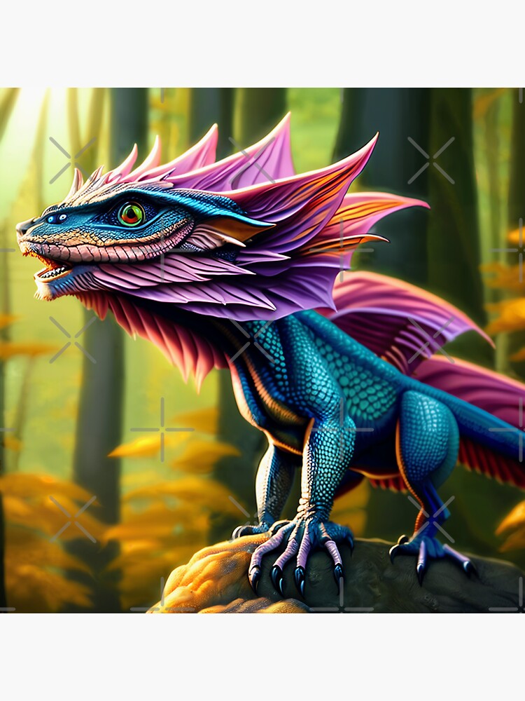 Thumbnail 3 of 3, Sticker, Scaled Blue and Purple Jungle Dragon designed and sold by dragynrain.
