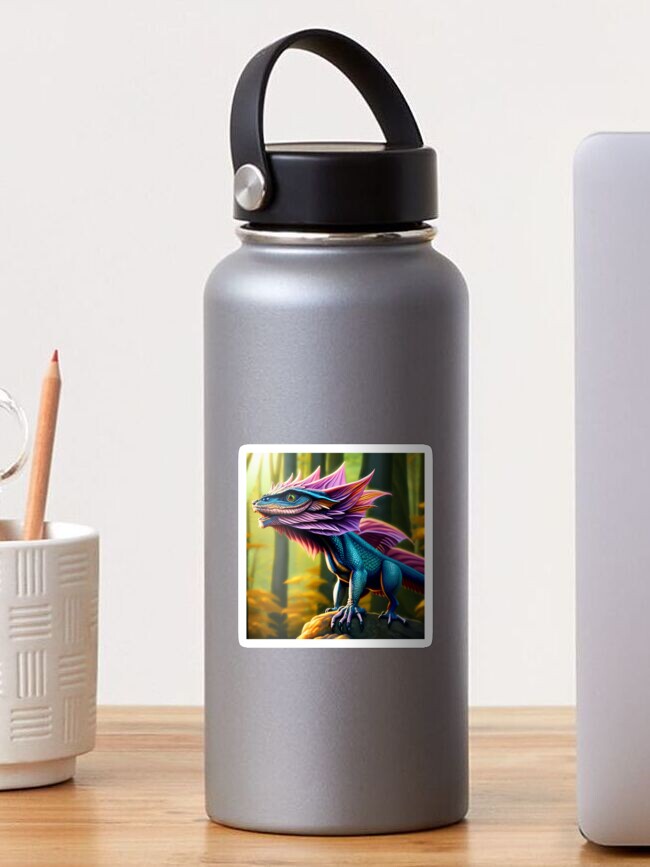 Thumbnail 1 of 3, Sticker, Scaled Blue and Purple Jungle Dragon designed and sold by dragynrain.
