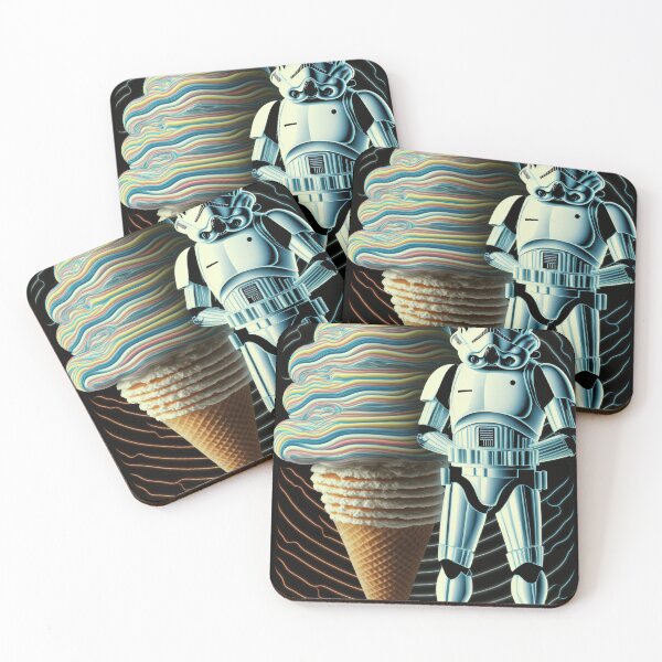 Item preview, White mask robot cosmic ice cream poster designed and sold by osssoconcept.