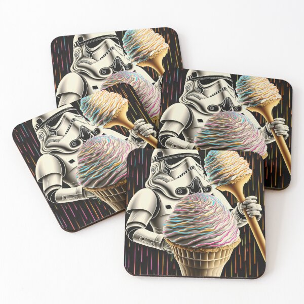 Item preview, White mask big spoon colorful acid rain cosmic ice cream cone sticker designed and sold by osssoconcept.