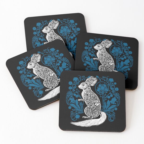 Item preview, Squirrel in the Garden Intricate Design Blue and White designed and sold by TheFoxyWolfShop.