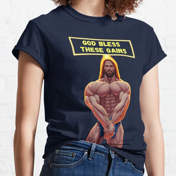 Jesus is Swole Unisex T-Shirt. Muscular Jacked Up Jesus T-Shirt.