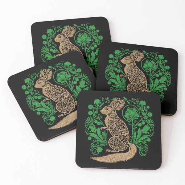 Item preview, Squirrel in the Garden Intricate Design Green and Brown Earth Tones designed and sold by TheFoxyWolfShop.