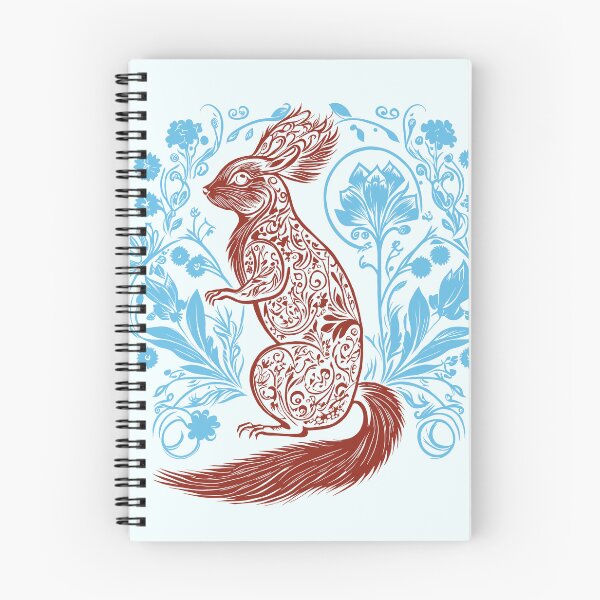 Item preview, Squirrel in the Garden Intricate Design Red and Baby Blue designed and sold by TheFoxyWolfShop.