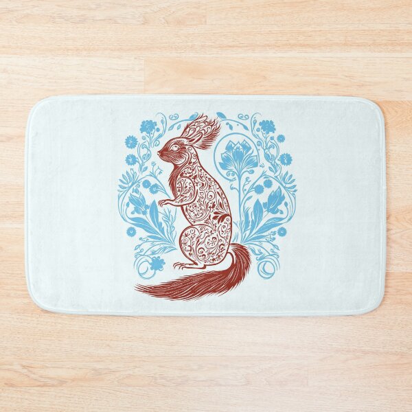 Item preview, Squirrel in the Garden Intricate Design Red and Baby Blue designed and sold by TheFoxyWolfShop.