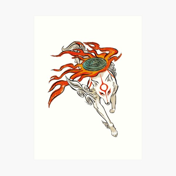 Okami Amaterasu Flower Trail Solar Flare Matte Art Print