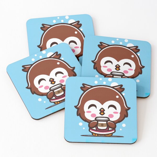Item preview, Chibi Owl Drinking Hot Chocolate designed and sold by ZooOfArt.