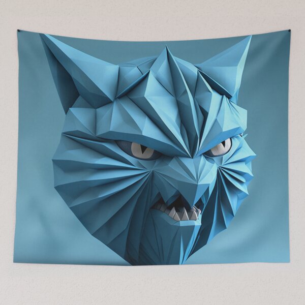 Item preview, origami angry cat face designed and sold by colorexz.