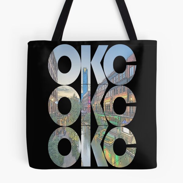 Item preview, Oklahoma City, Oklahoma OKC Sunset Cityscape Repeating Pattern designed and sold by CrabbyLobster.