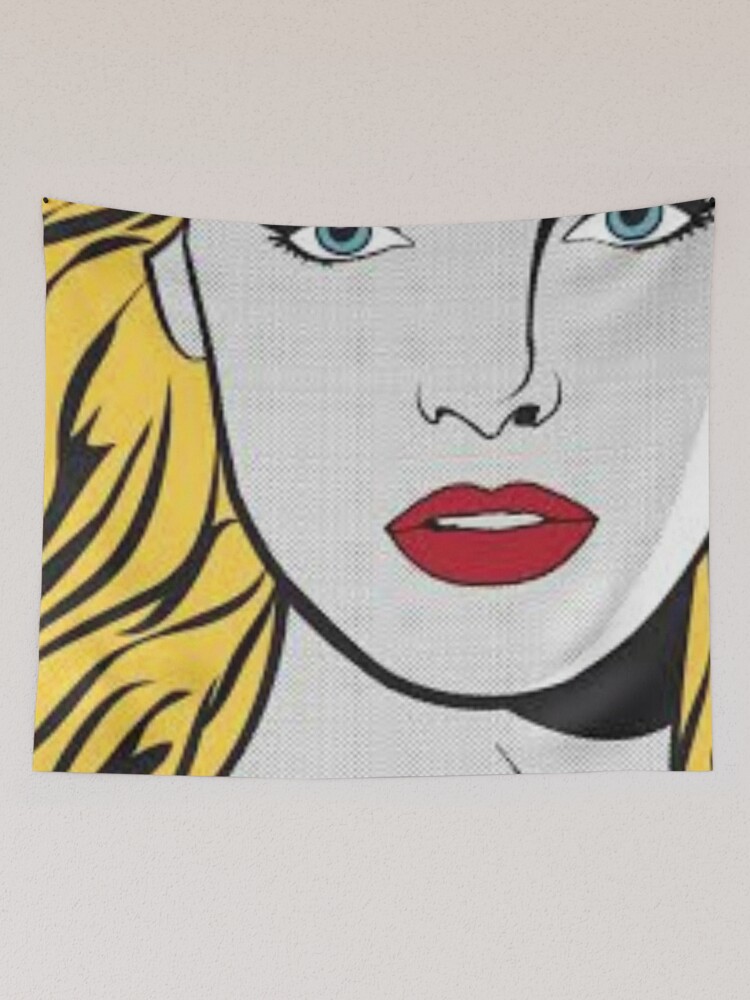 Tentures avec l'œuvre « Portrait personnalisé dans le style POP ART / Style  Roy Lichtenstein / Pour usage numérique et impression personnelle /  Portrait personnalisé / Cadeau pour ami Poster » de l'artiste Samrachop