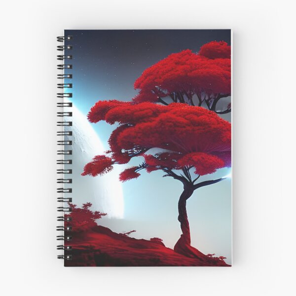 Item preview, Red tree and moon generated by artificial intelligence designed and sold by megadrina.