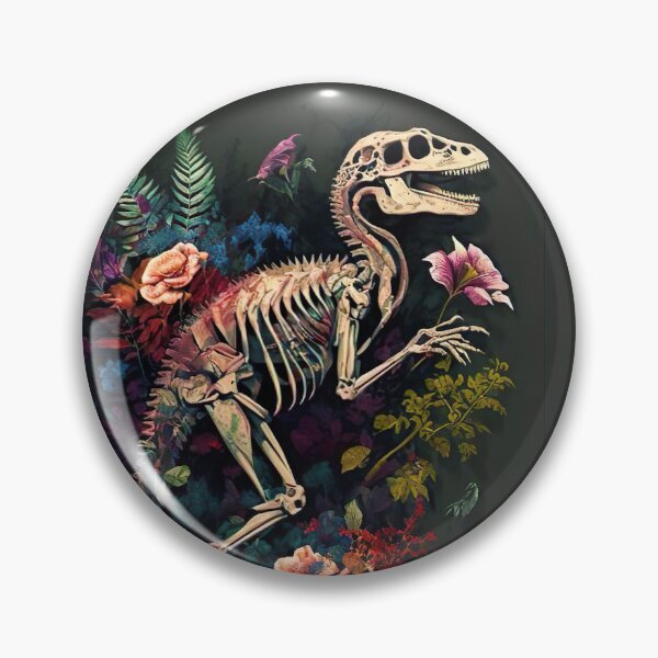 Item preview, Velociraptor skeleton with floral pattern designed and sold by TsunamiBlue.