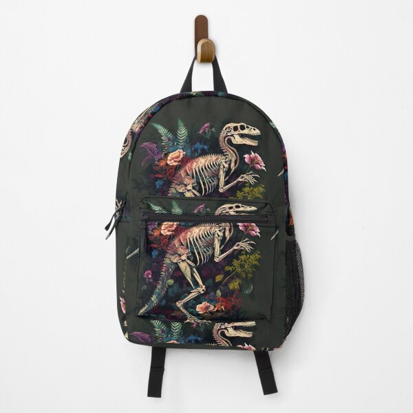 Item preview, Velociraptor skeleton with floral pattern designed and sold by TsunamiBlue.