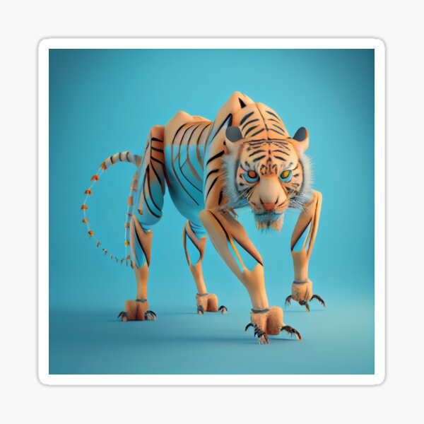 Light Blue Tiger Spider Sticker: Unique Animal Decal for Laptops, Water Bottles, and More" Glossy Sticker