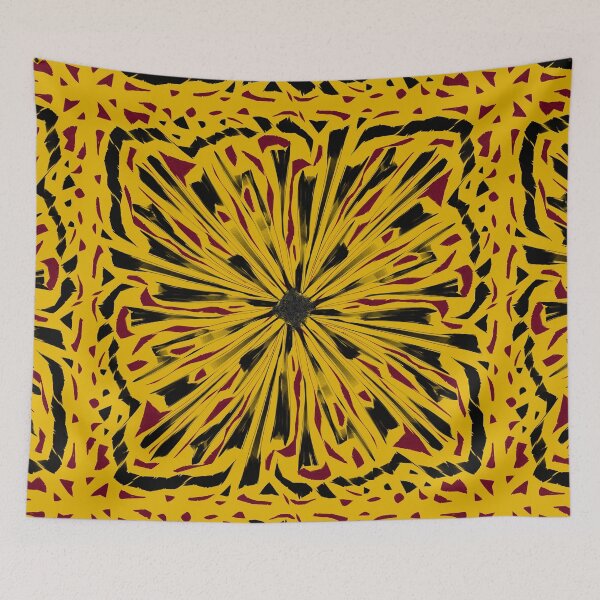 Item preview, Abstract simple black and red pattern  - mustard background  designed and sold by AlinaSCorner.