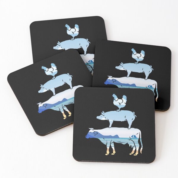 Item preview, Blue Ocean design of Farm animals Cow Farm Pig Farm chicken silhouette designed and sold by FarmsteadAcers.