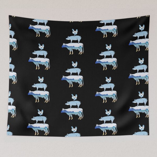 Item preview, Blue Ocean design of Farm animals Cow Farm Pig Farm chicken silhouette designed and sold by FarmsteadAcers.