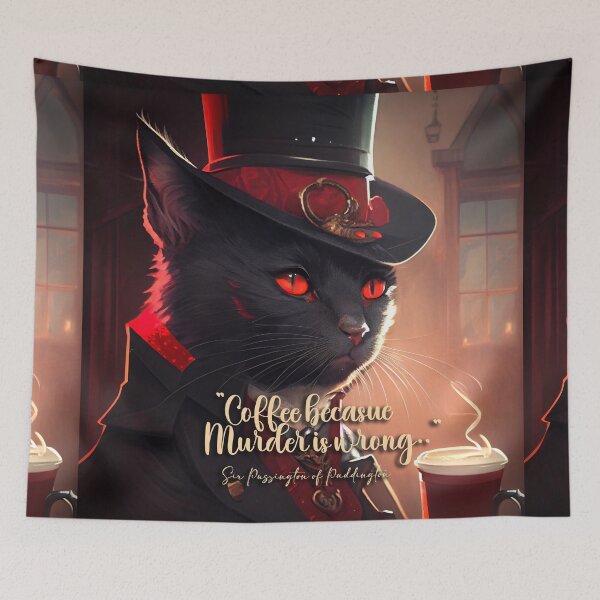 Item preview, Coffee because Murder is wrong t shirt - Sir Pussington. designed and sold by The-Dark-Art.