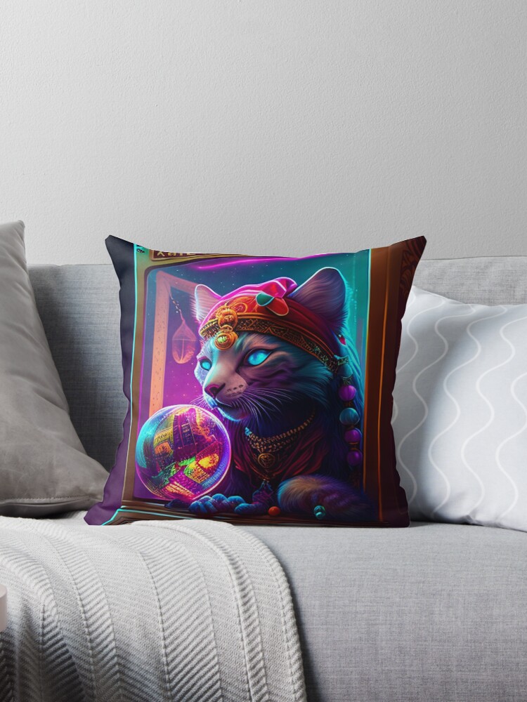 Zoltar the Fortune Telling Cat Pillow for Sale by kenhitch