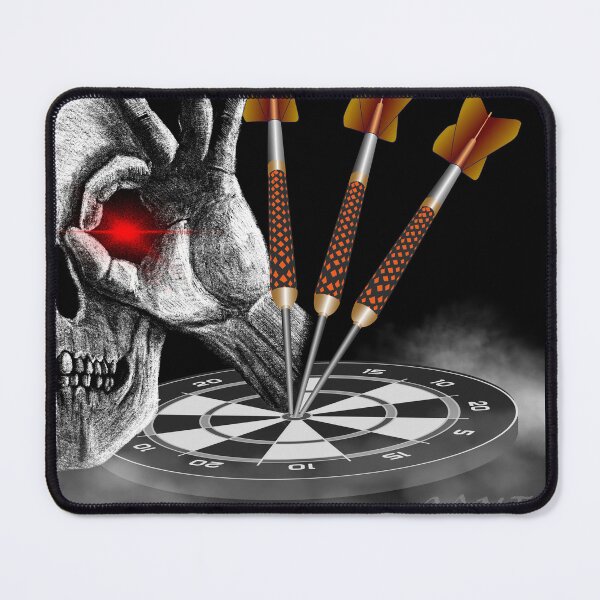 Item preview, Dart design, skull dartboard with saying See You Next Game, 3 darts in bullseye, cool motif for dart players designed and sold by ChrUzDesigner.
