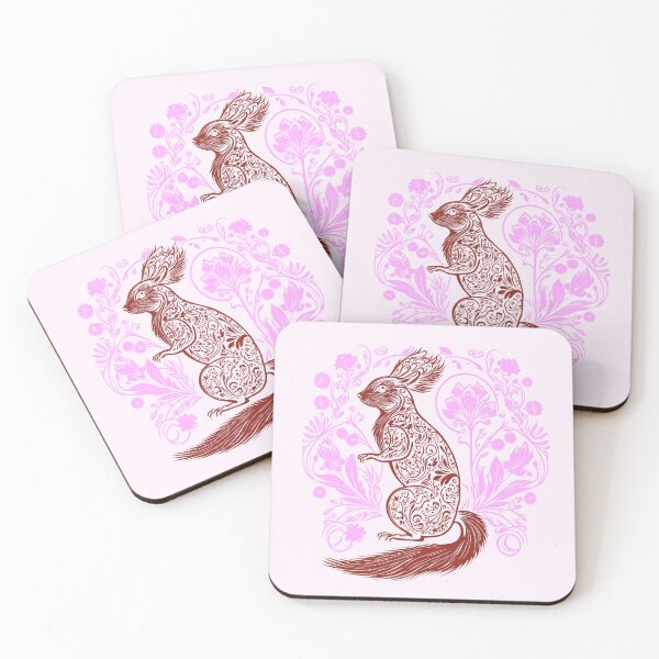 Item preview, Squirrel in the Garden Intricate Design Red and Pink designed and sold by TheFoxyWolfShop.