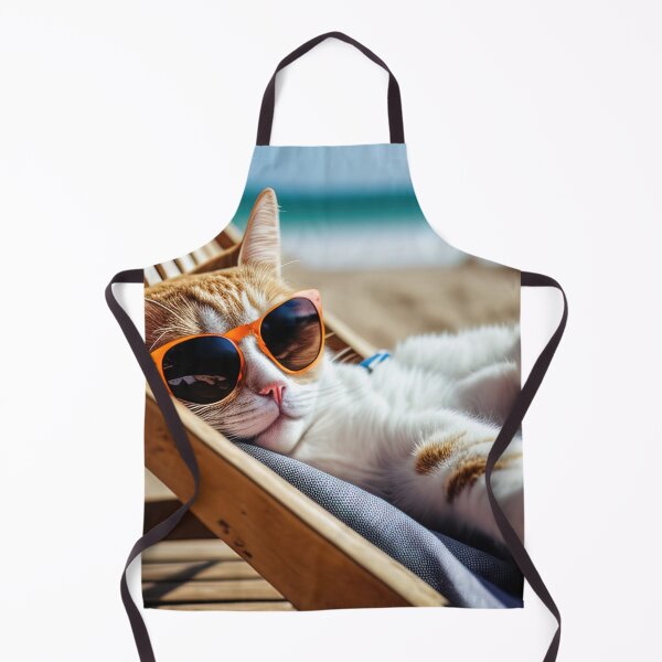 Item preview, Cat with sunglasses chilling on beach in Summer designed and sold by RK - Shop.