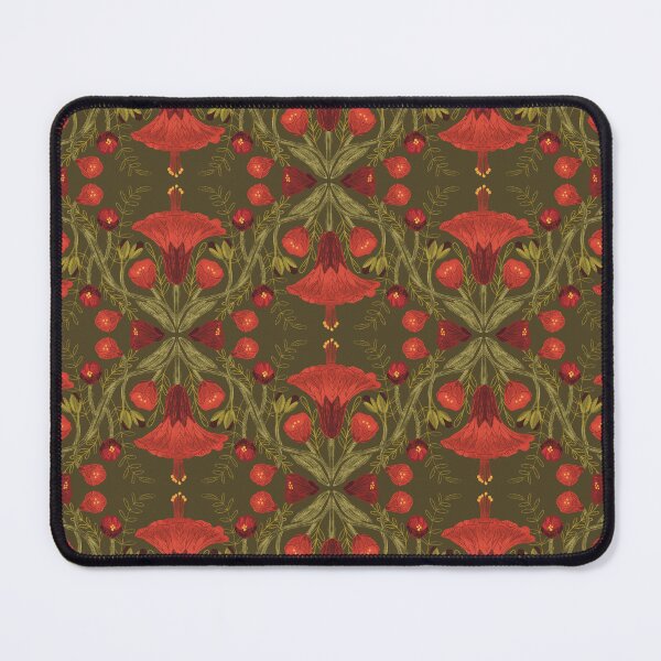 Item preview, Abutilon flower pattern 2 dark green background designed and sold by Gabba Delgado.