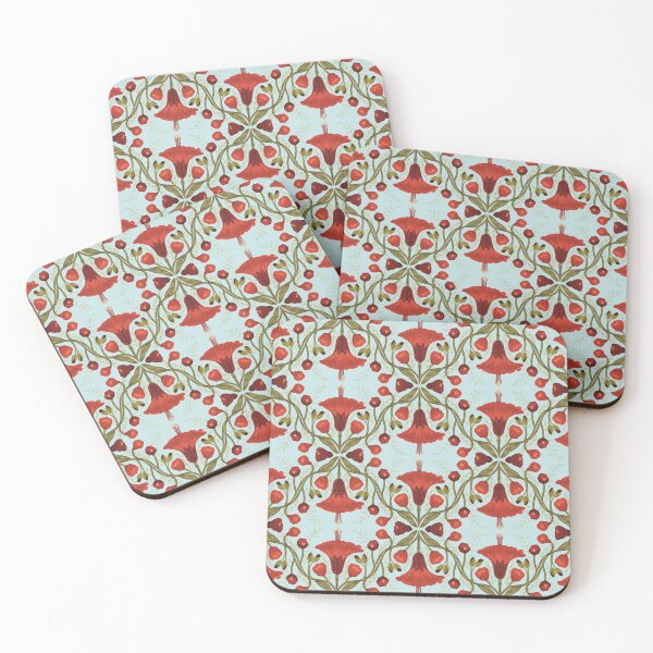Item preview, Abutilon flower pattern 2 light blue background designed and sold by Gabba Delgado.